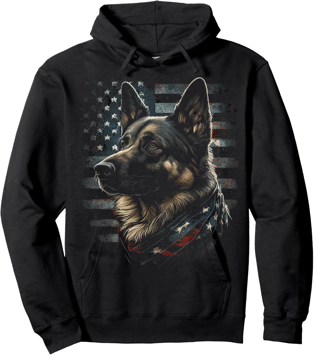 German Shepherd USA Flag Patriotic Shepherd Hoodie - Hoodie | Black