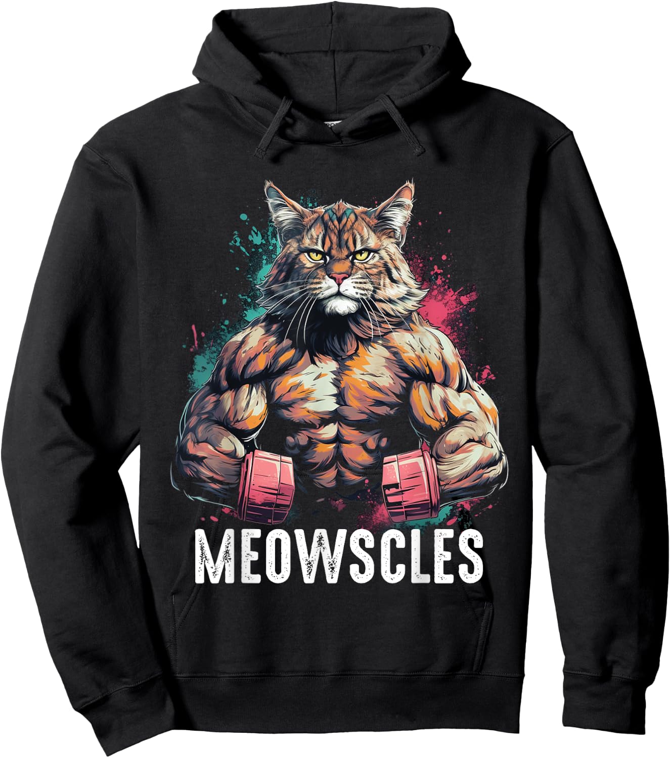 Funny Cat Musculation Gym Weight lifting Cats Lovers Hoodie - Hoodie | Black