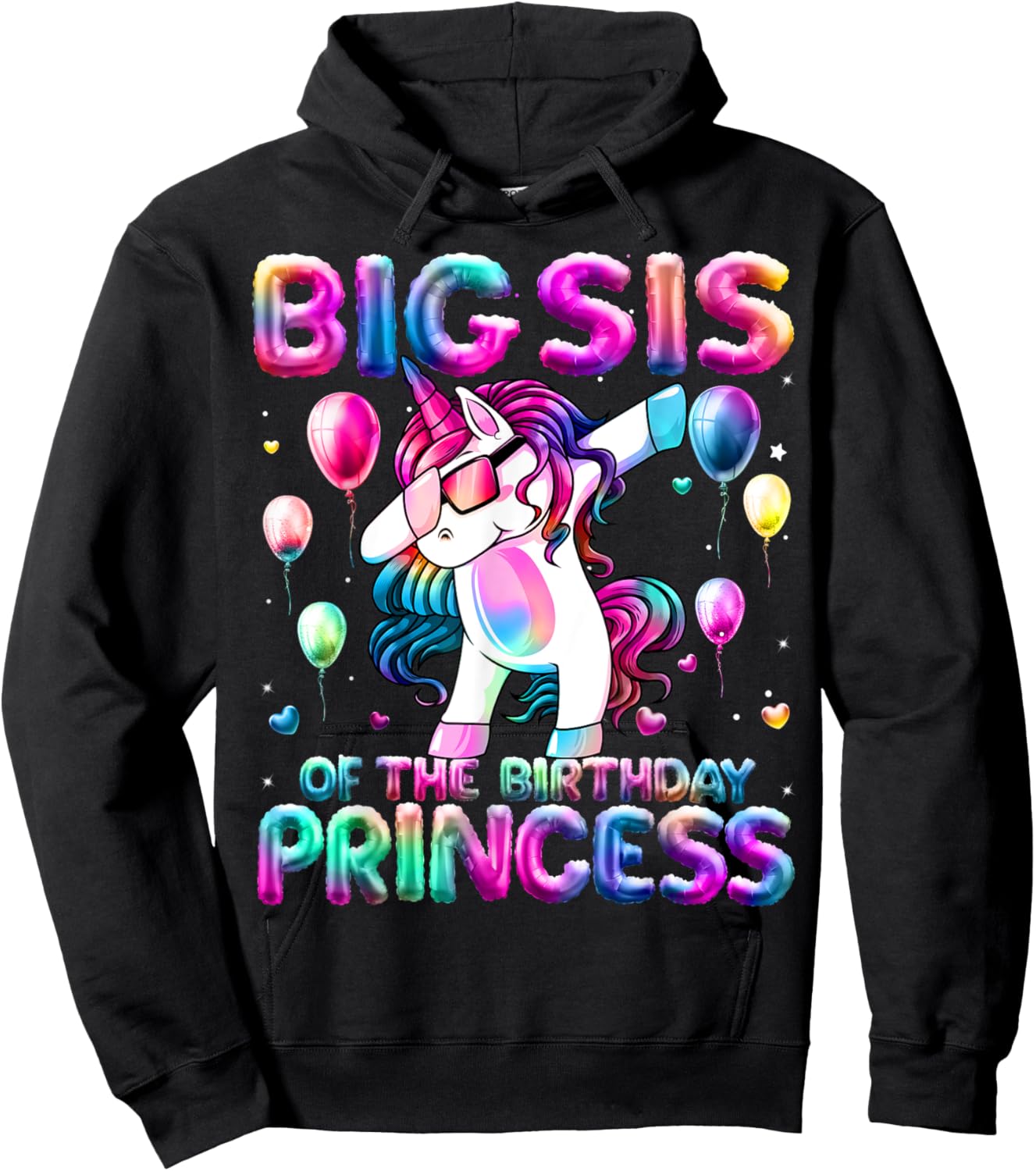 Sister of the Birthday Princess Girl Dabbing Unicorn Sister Hoodie - Hoodie | Black