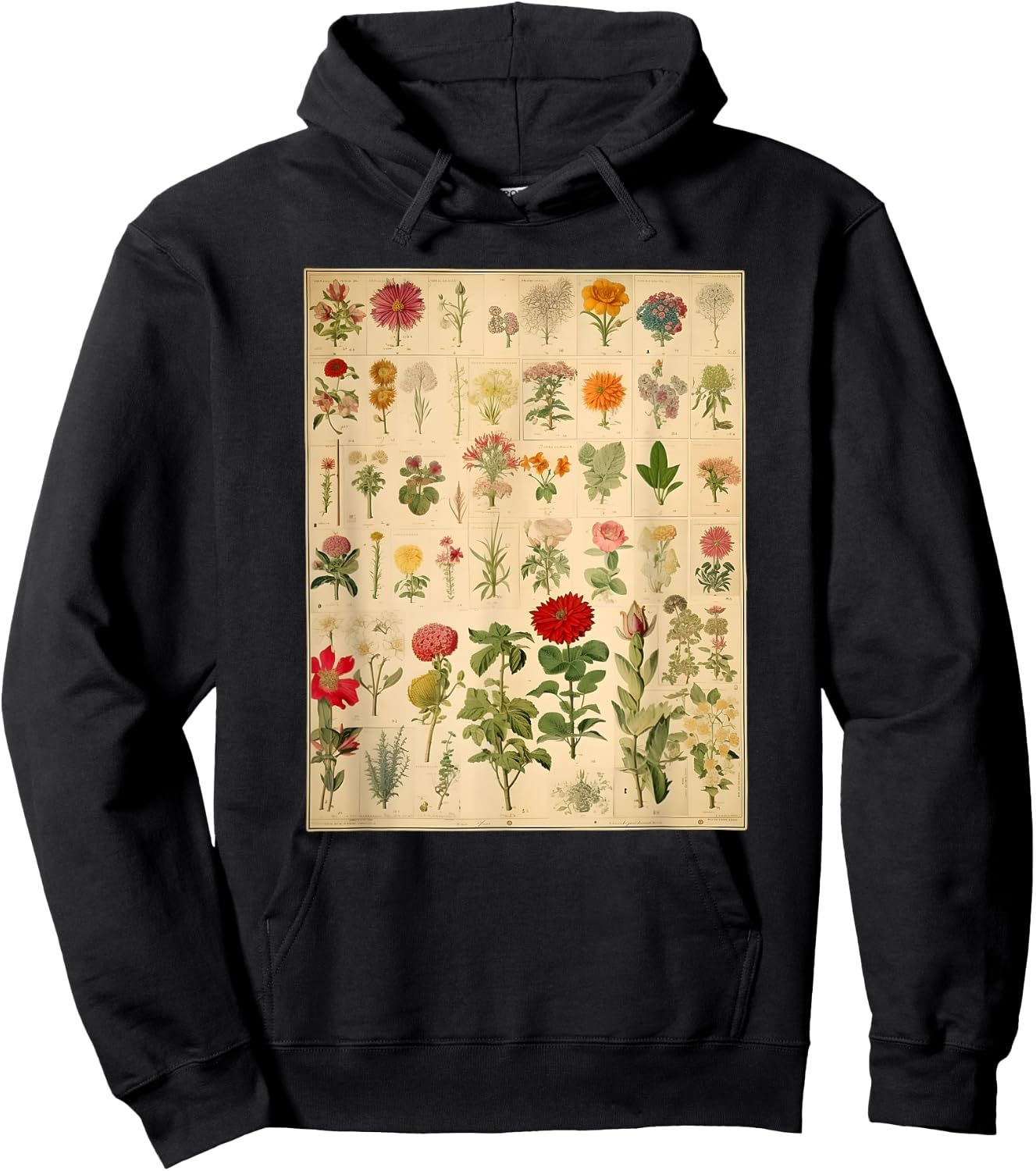 Vintage Floral Botanical Chart Hoodie - Hoodie | Black