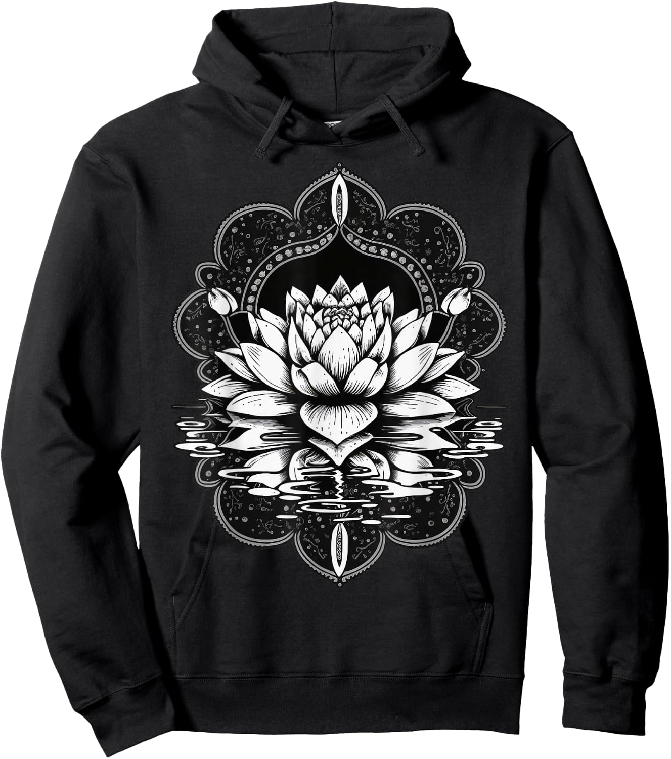 Floating Lotus Flower on water Lotus Flower Hoodie - Hoodie | Black