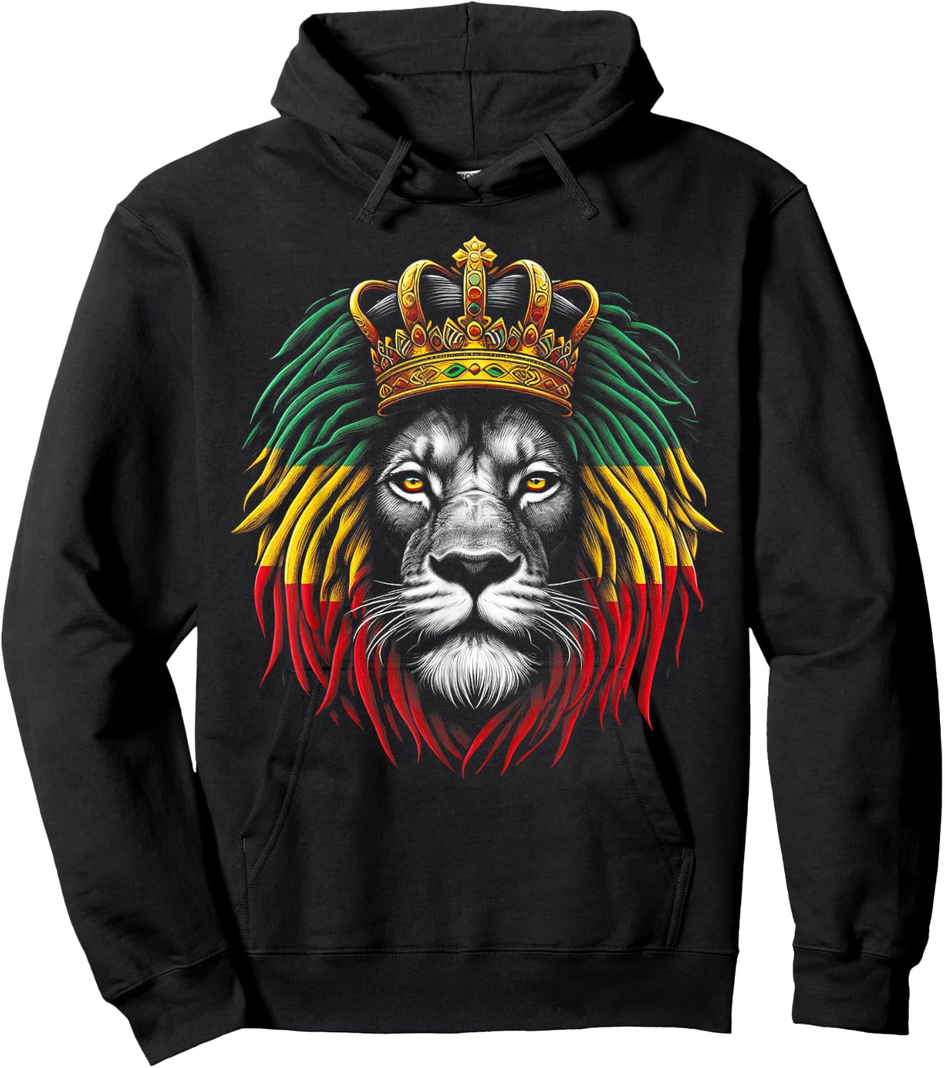 Ethiopian Flag Lion Rastafarian Reggae Rasta Lion of Judah Hoodie - Hoodie | Black