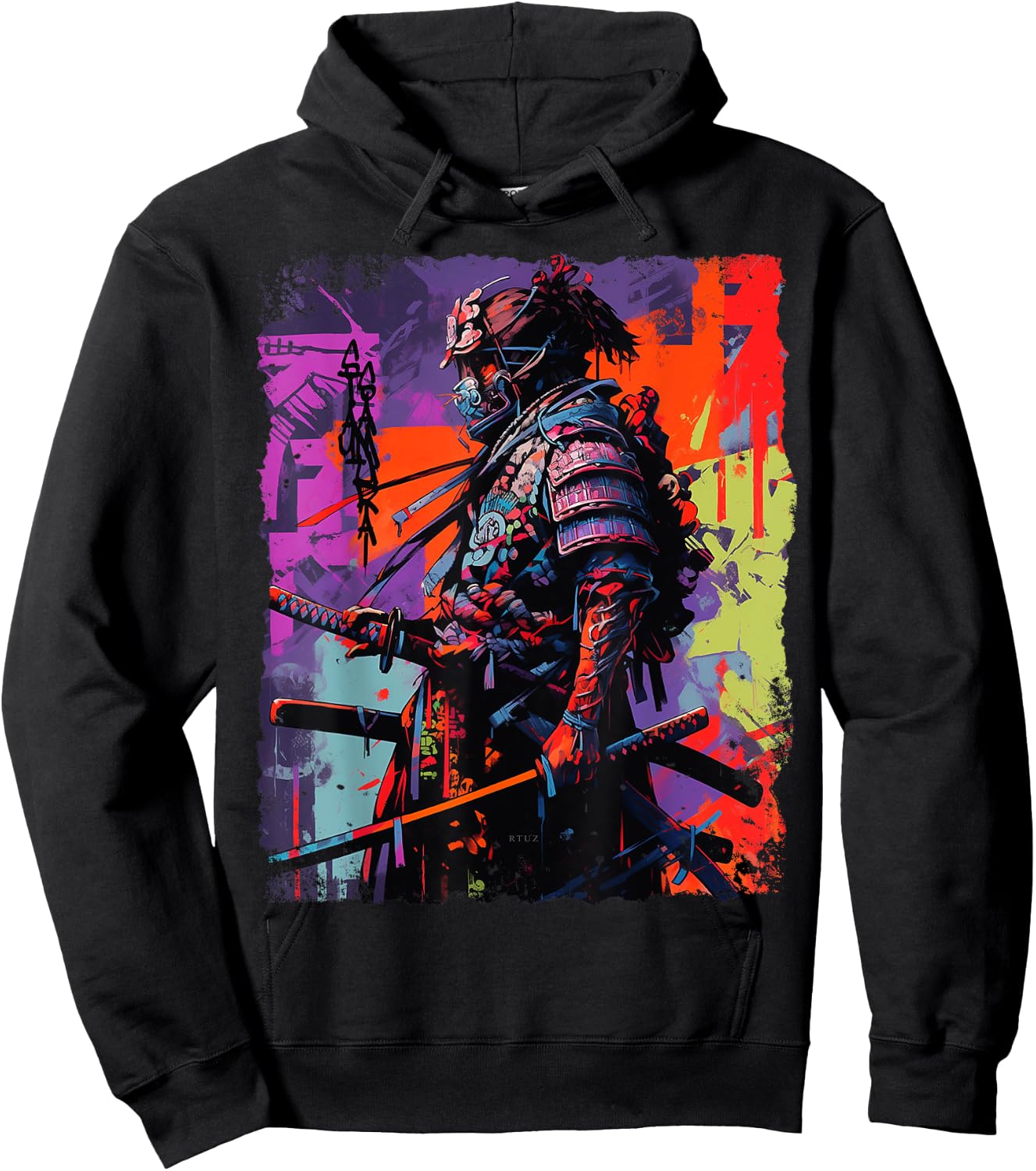 Hip Hop Y2K Vintage Hipster Edgy Urban Streetwear Samurai Hoodie - Hoodie | Black