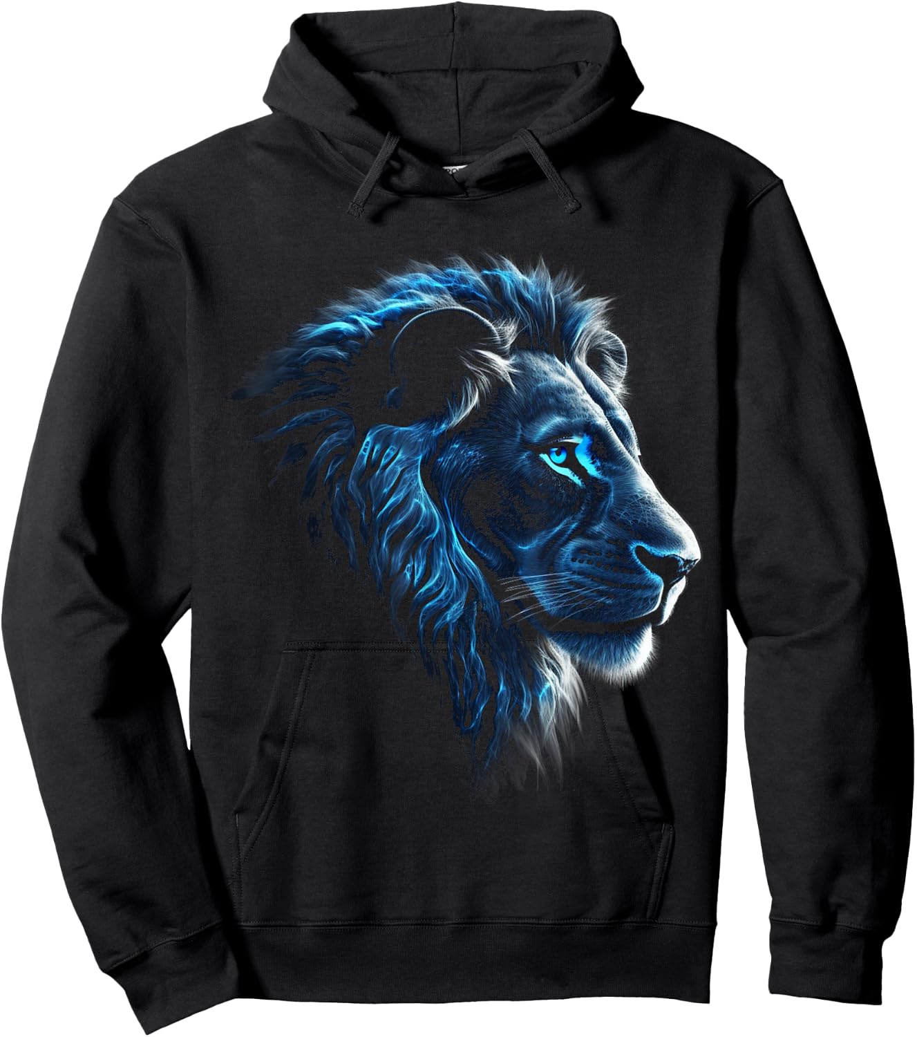 Lion Artwork - Blue Eyes Zoo Animal Lion Hoodie - Hoodie | Black