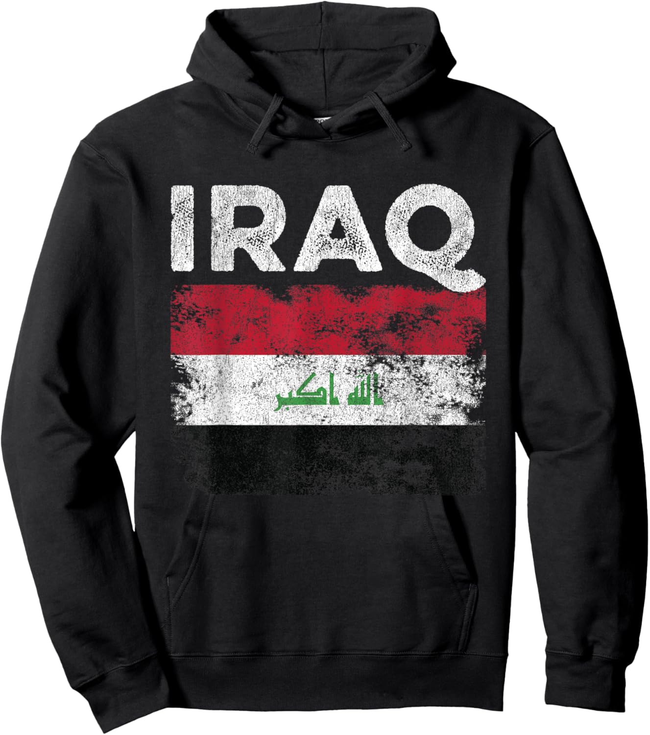 Iraq Flag Distressed - Men Women Kids - Iraqi Flag Hoodie - Hoodie | Black