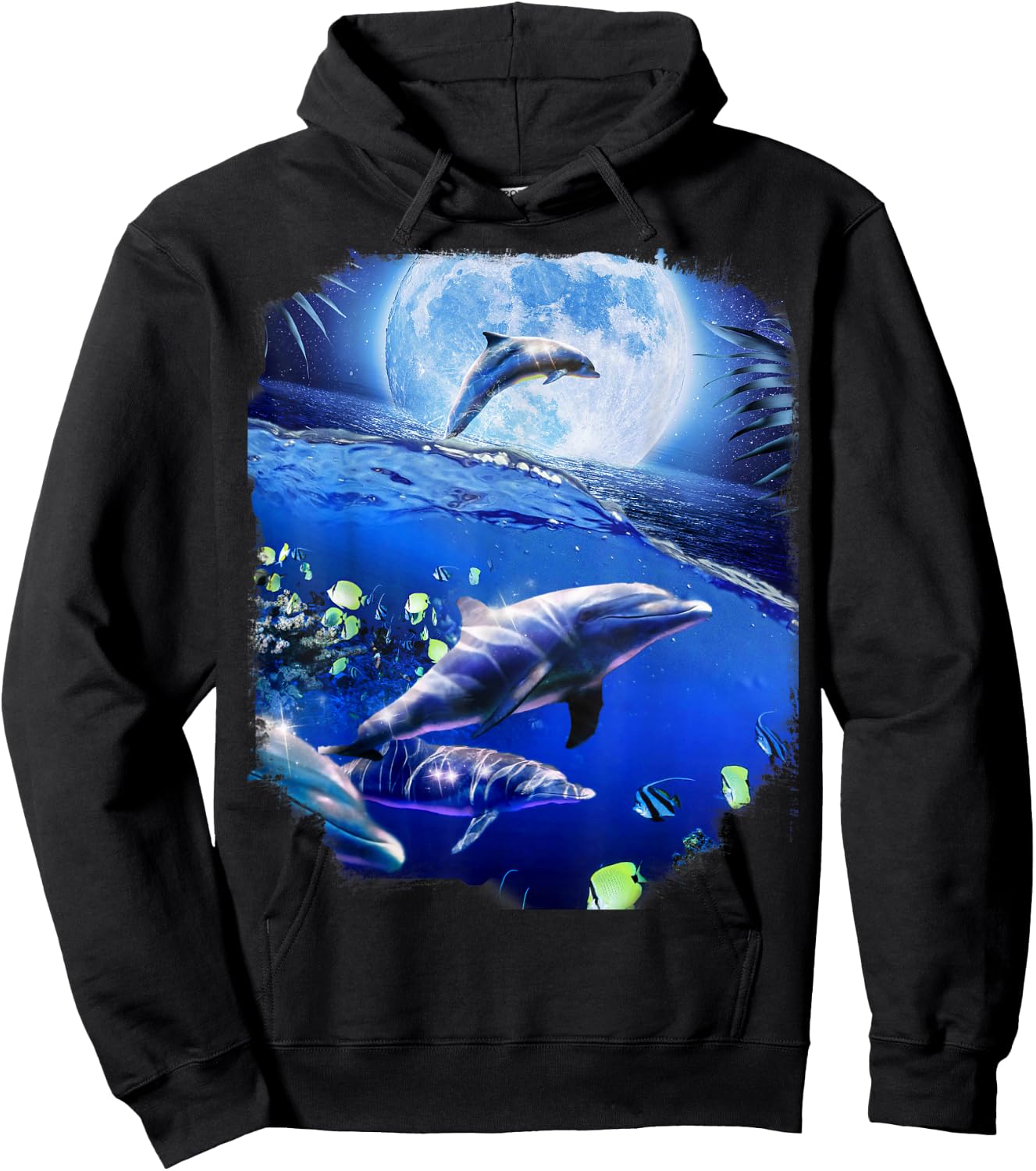 Moon Dolphin Space Dolphins Hoodie - Hoodie | Black