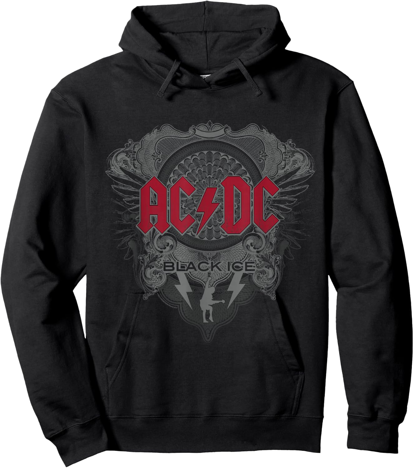 Official AC/DC Black Ice with Red Rock Band Music Logo Hoodie - Hoodie | Black