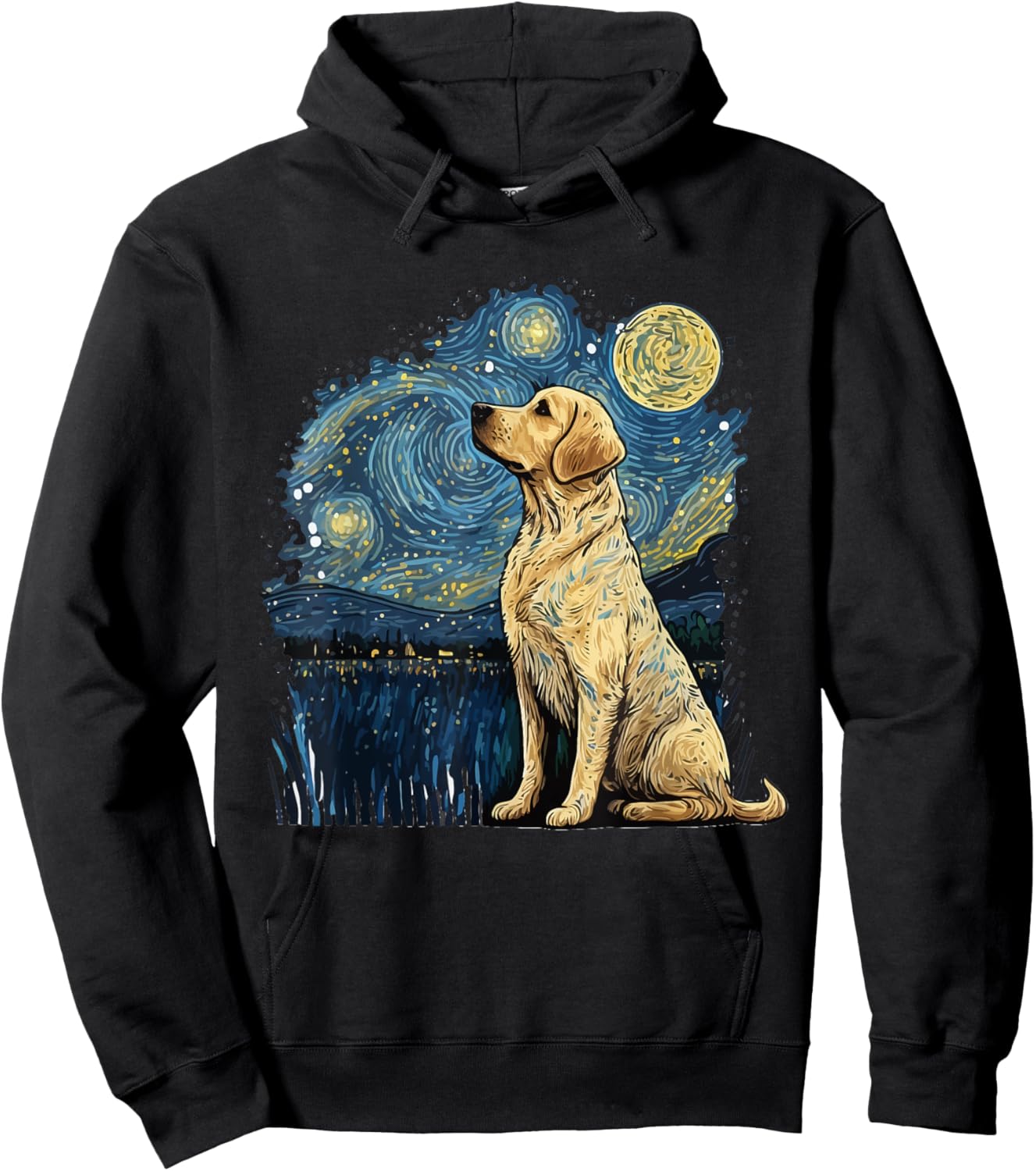 Golden Retriever Starry Night Van Gogh Golden Lab Hoodie - Hoodie | Black