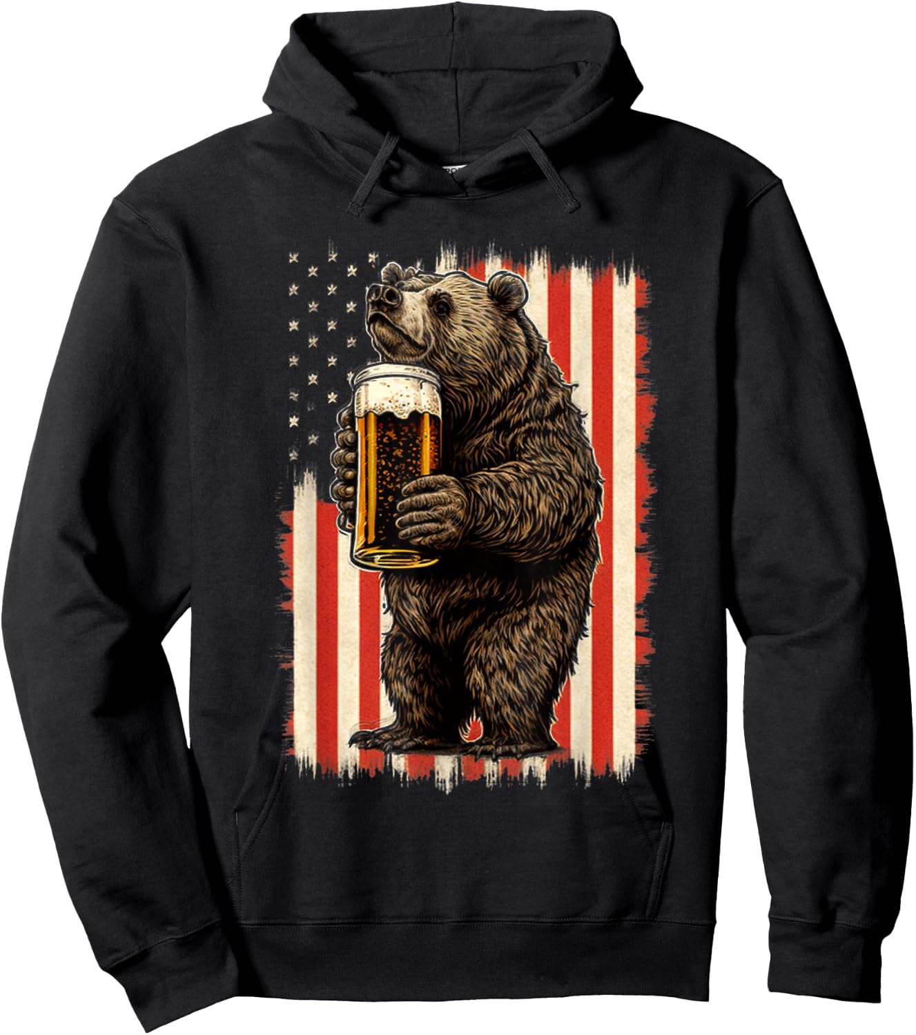 Bear Drinking Beer Hoodie - Hoodie | Black