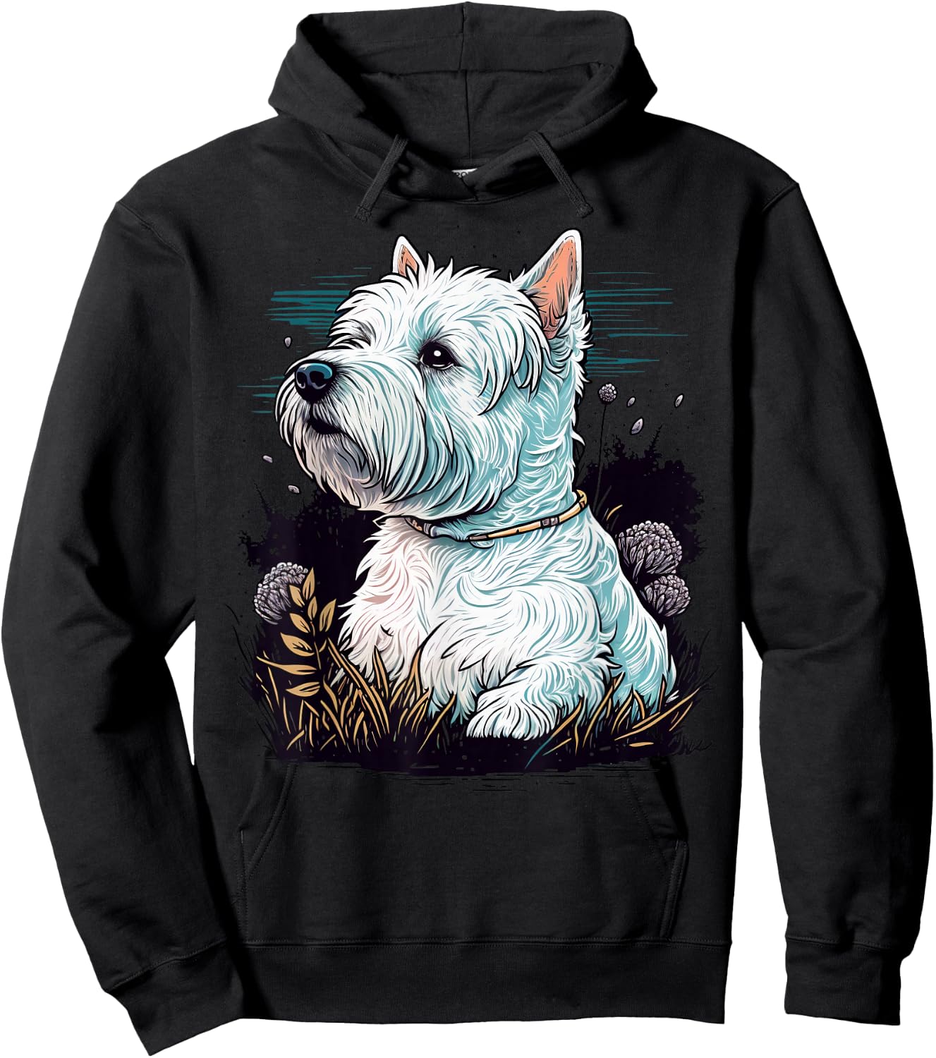 Cute West Highland White Terrier Dog on Westie Lover Hoodie - Hoodie | Black