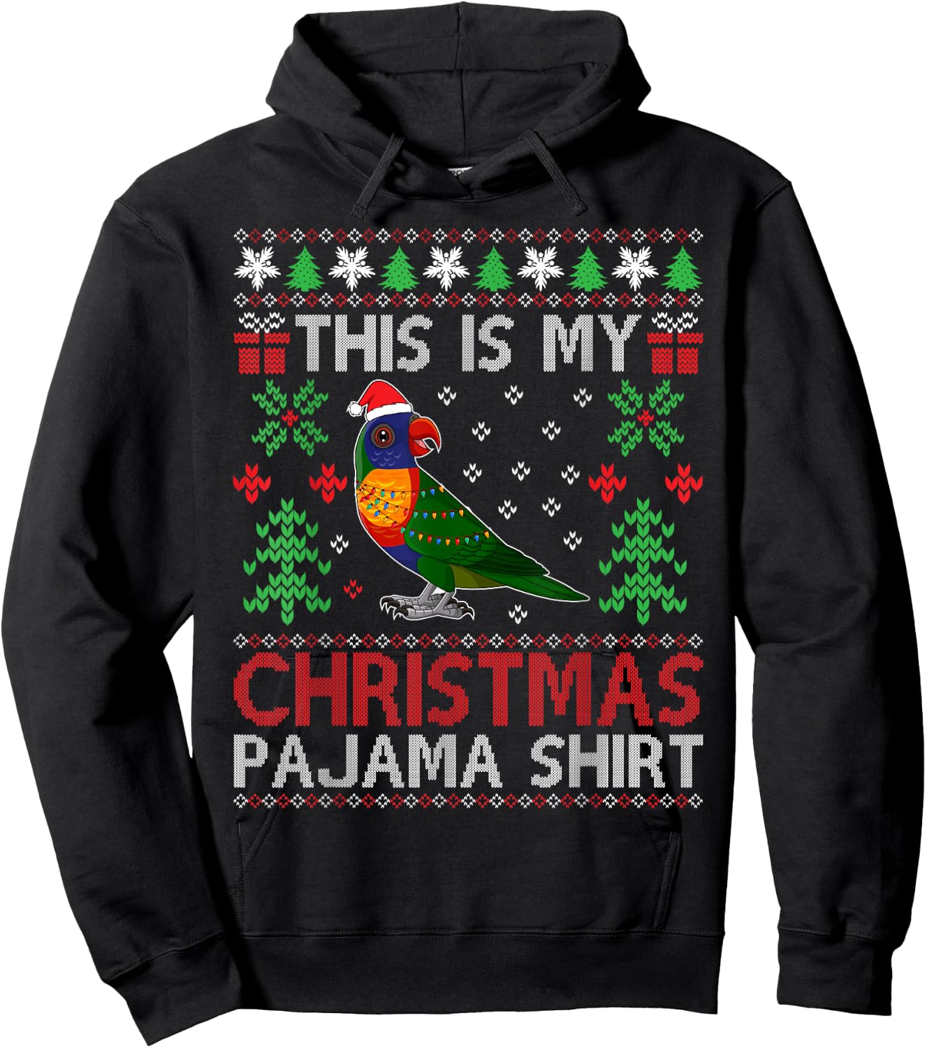 This Is My Christmas Pajama Costume Rainbow Lorikeets Xmas Hoodie - Hoodie | Black