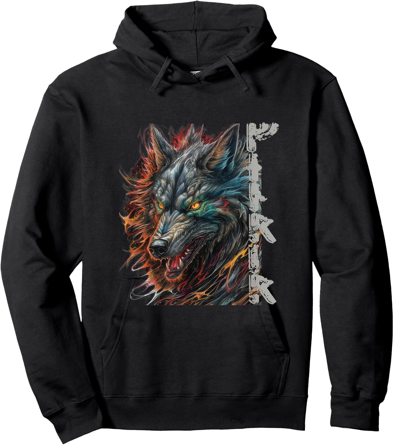 Wolf Fenriswolf Fenrir Viking Valhalla Runes Hoodie - Hoodie | Black