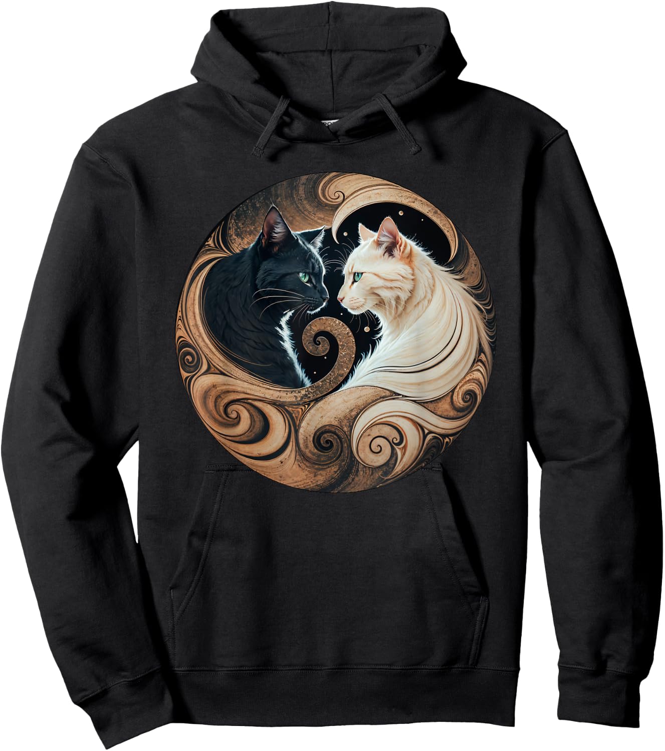 Cats Yin Yang Hoodie - Hoodie | Black