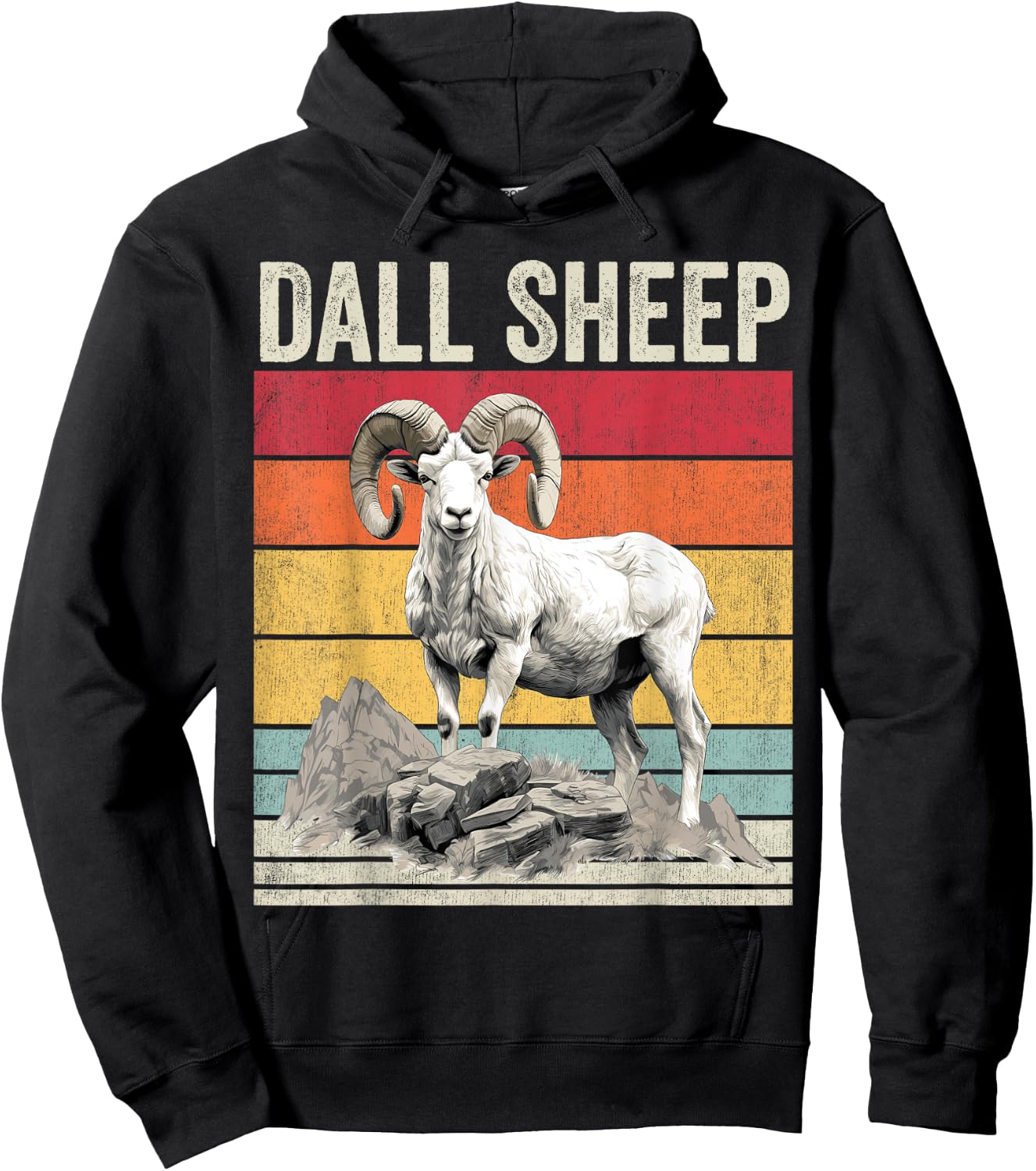 Dall Sheep with Scenic Landscape, Vintage Dall Sheep Hoodie - Hoodie | Black