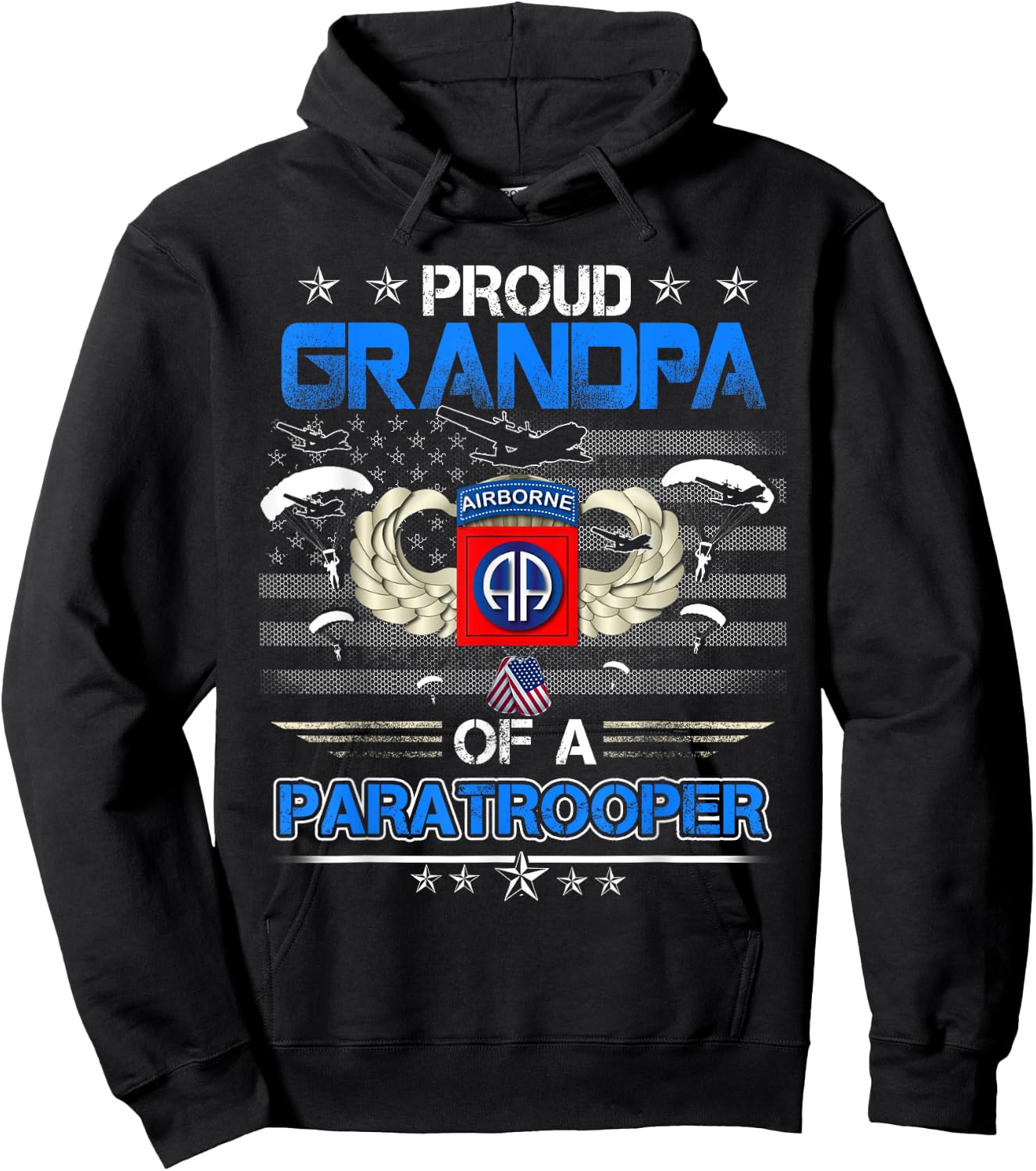 Proud Grandpa Of A Army 82Nd Airborne Paratroope Veteran Hoodie - Hoodie | Black