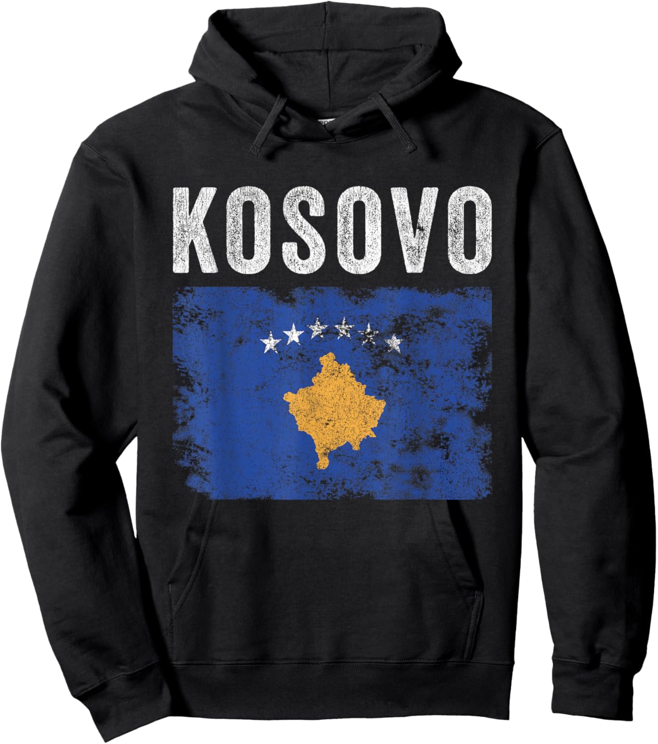 Kosovo Flag Distressed - Men Women Kids - Kosovar Flag Hoodie - Hoodie | Black