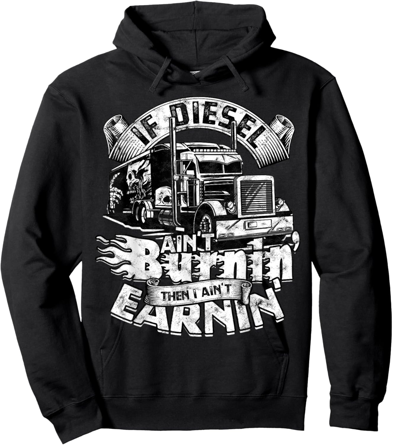 Trucker Men Women Big Rig Trucking Truckin' Road Lorry Hoodie - Hoodie | Black