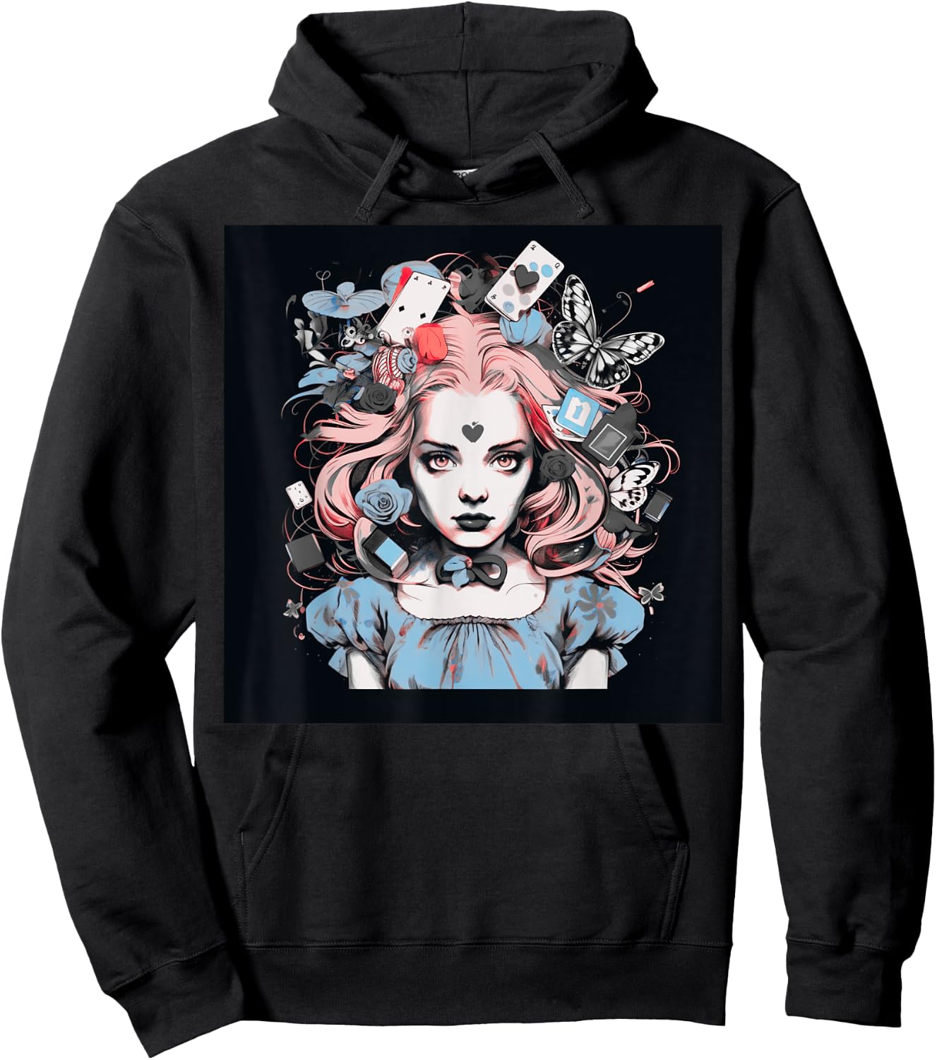 Alice T Wonderland Pop Surrealism Fiction Clothing Punk T Hoodie - Hoodie | Black