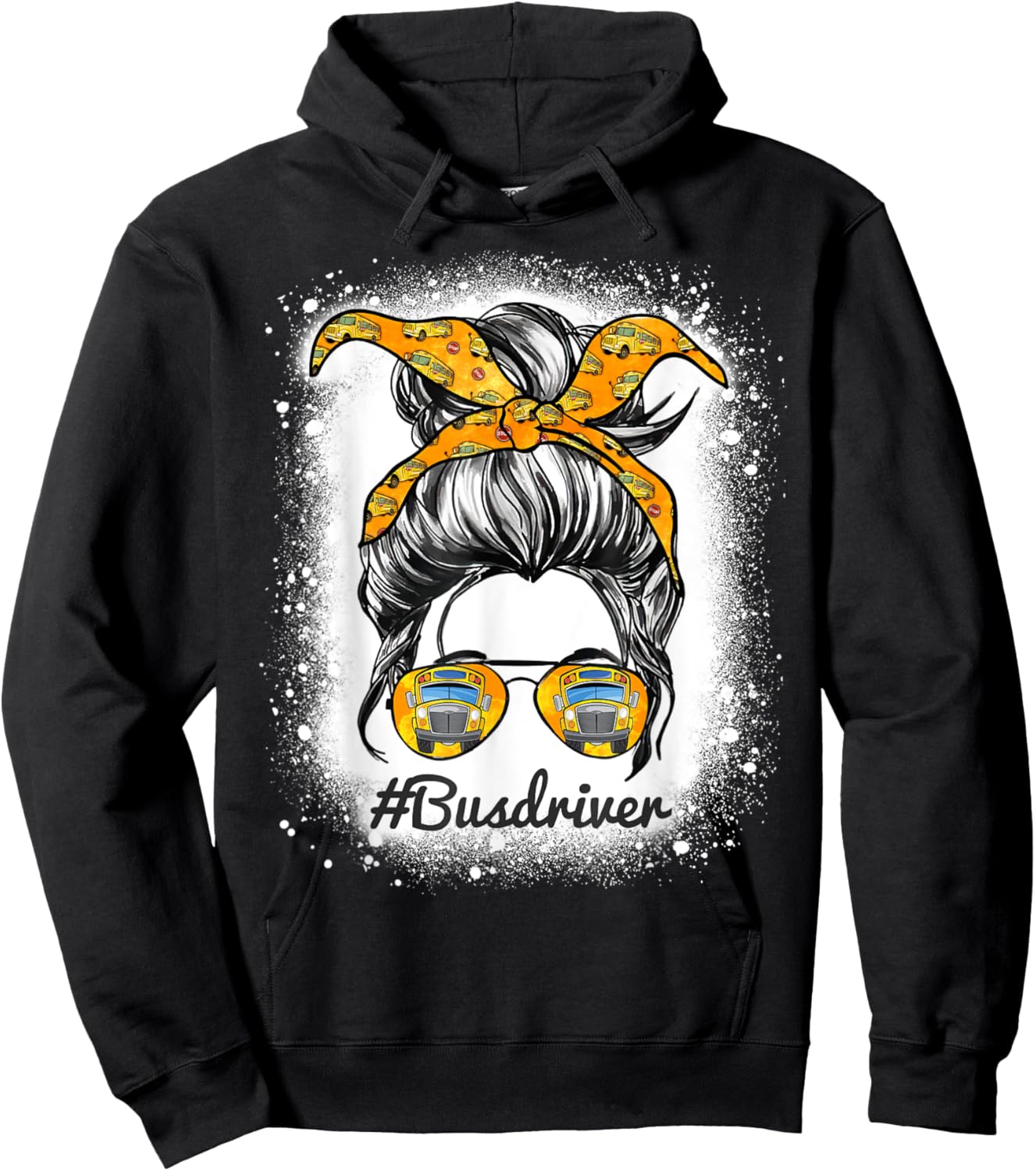 Bus Driver Life Messy Bun Hair Cute School Bus Driver Hoodie - Hoodie | Black