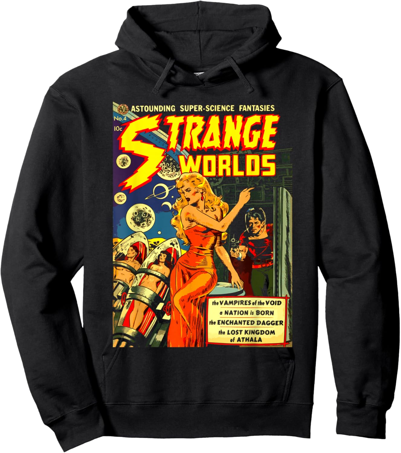 Vintage Science Fiction Comic Book - Strange Worlds Hoodie - Hoodie | Black