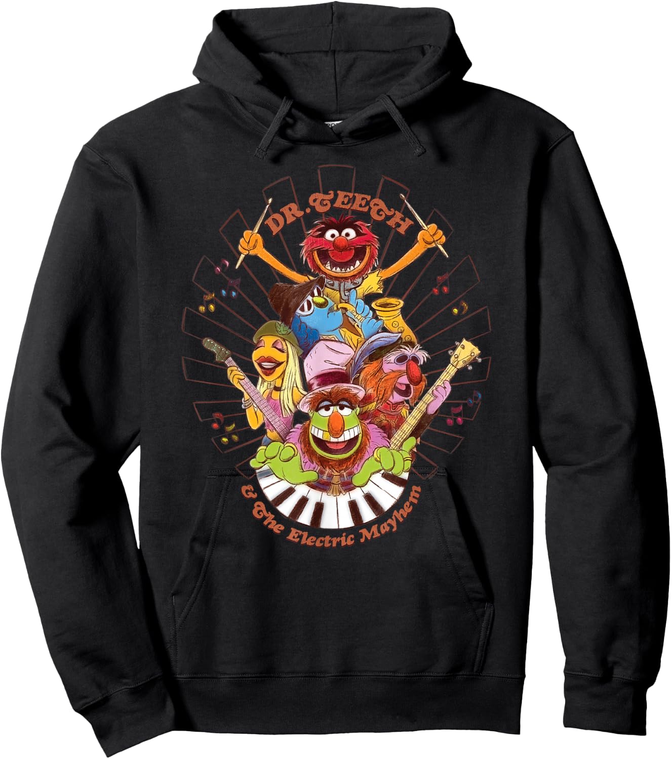 Disney The Muppets Dr Teeth & Electric Mayhem Keyboard Band Hoodie - Hoodie | Black