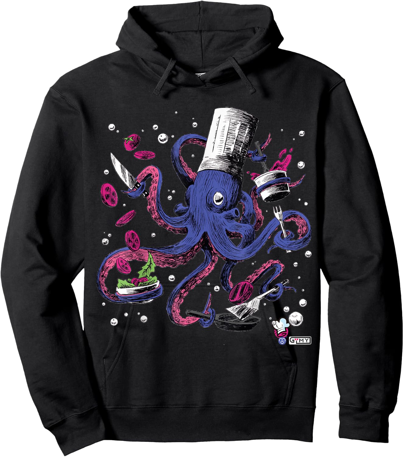 Funny Octopus Kitchen Chef Humor Hoodie - Hoodie | Black