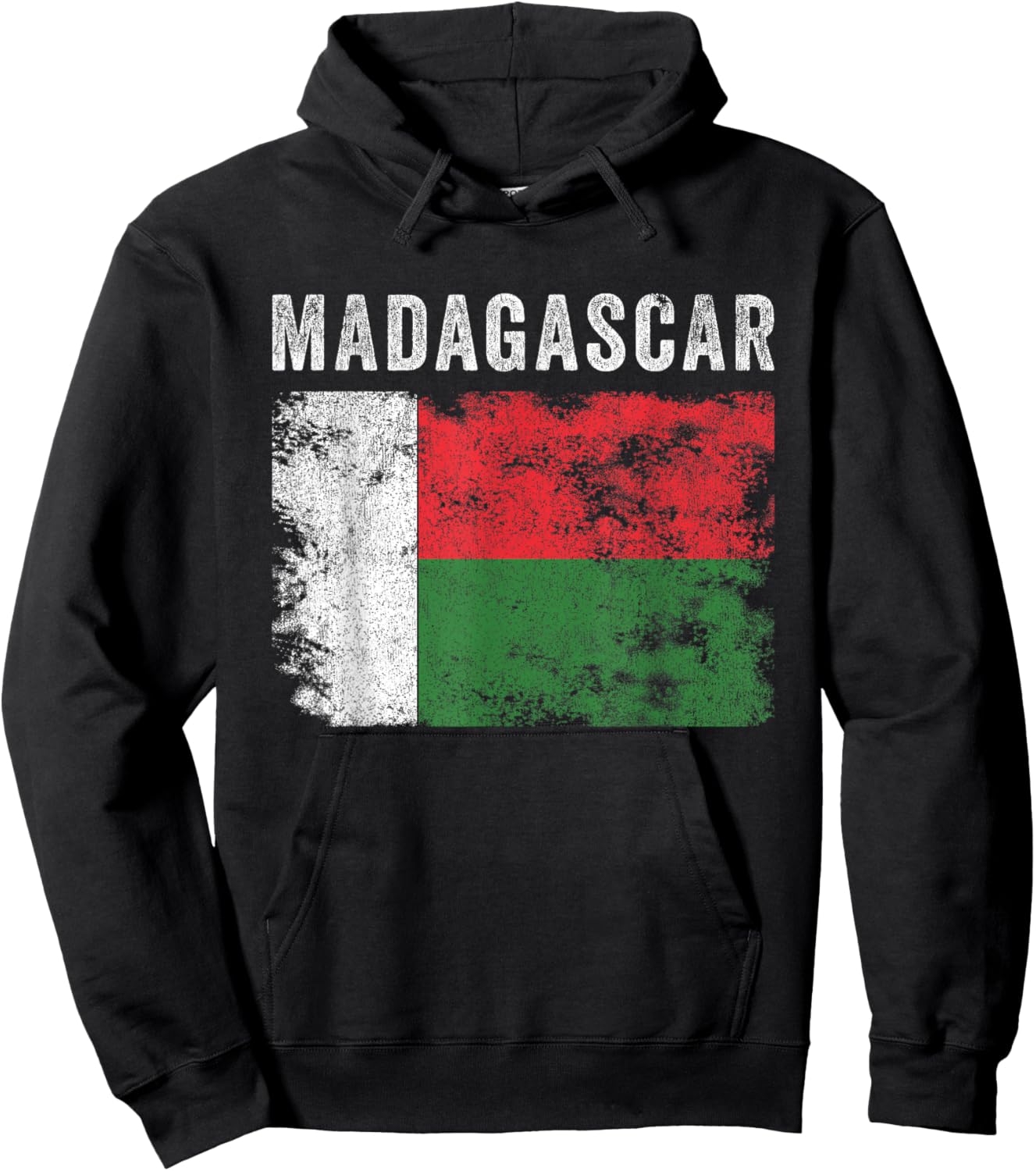 Madagascar Flag Distressed - Men Women Kids - Malagasy Flag Hoodie - Hoodie | Black