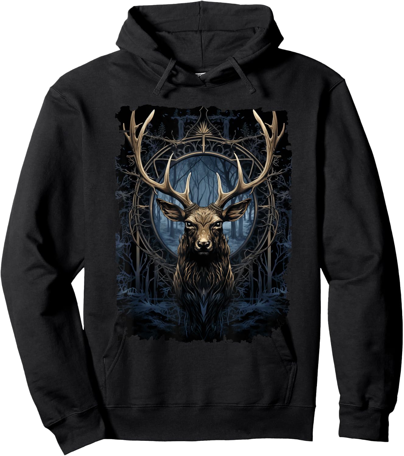 Magical Deer - Nature-Inspired Graphic Hoodie - Hoodie | Black
