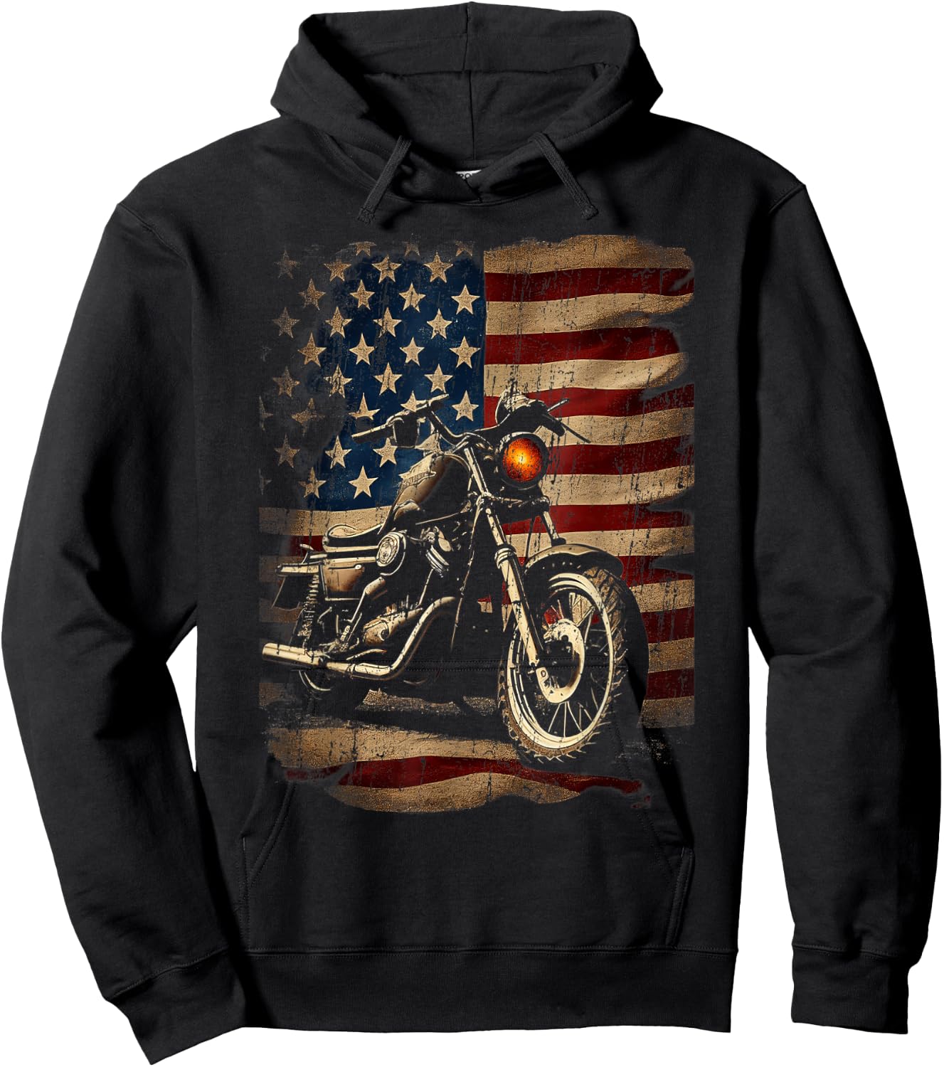 USA Motorcycle Flag Hoodie - Hoodie | Black