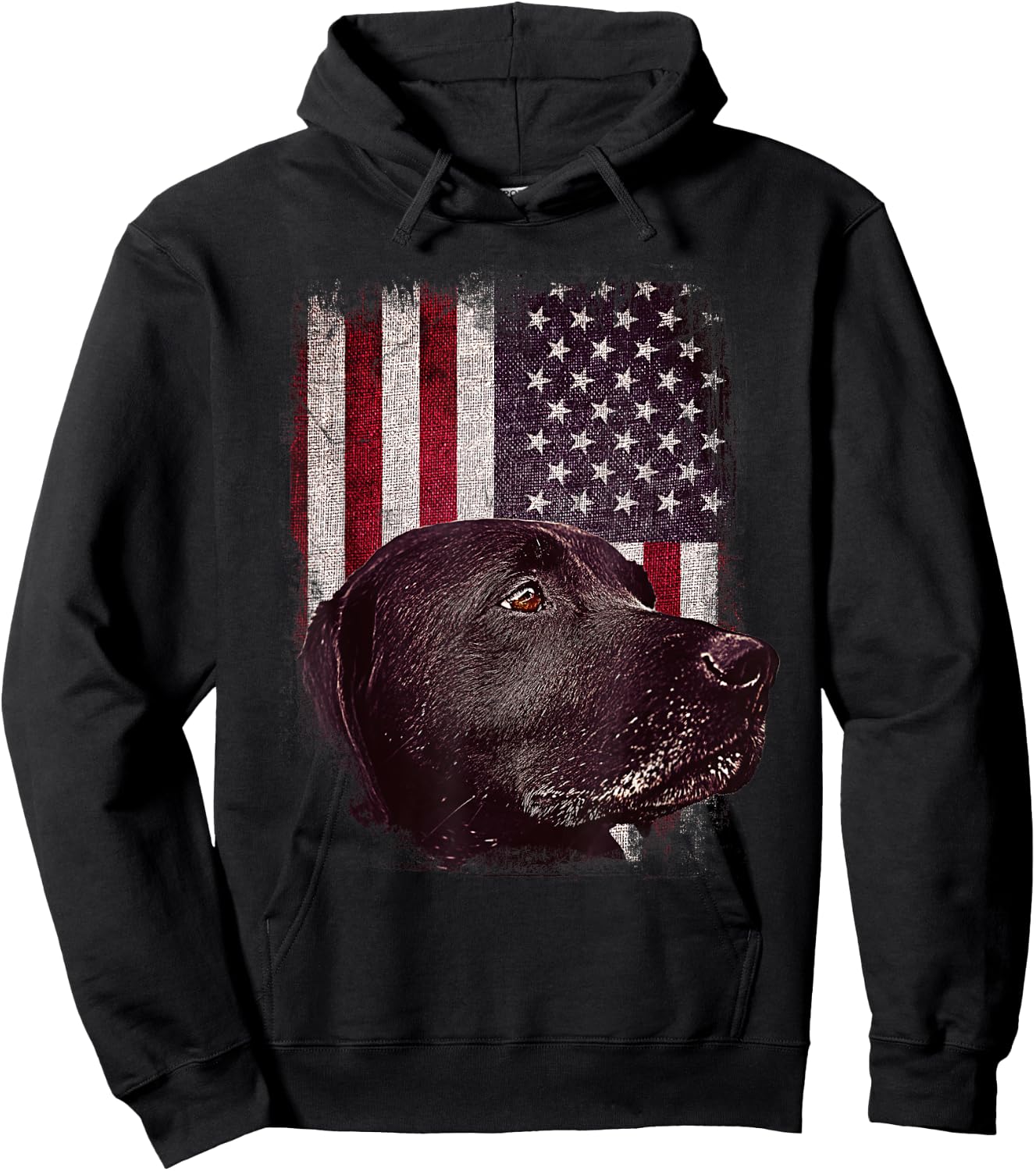 American Black Labrador USA Flag Lab Owner Patriotic Girls Kids Men Hoodie - Hoodie | Black