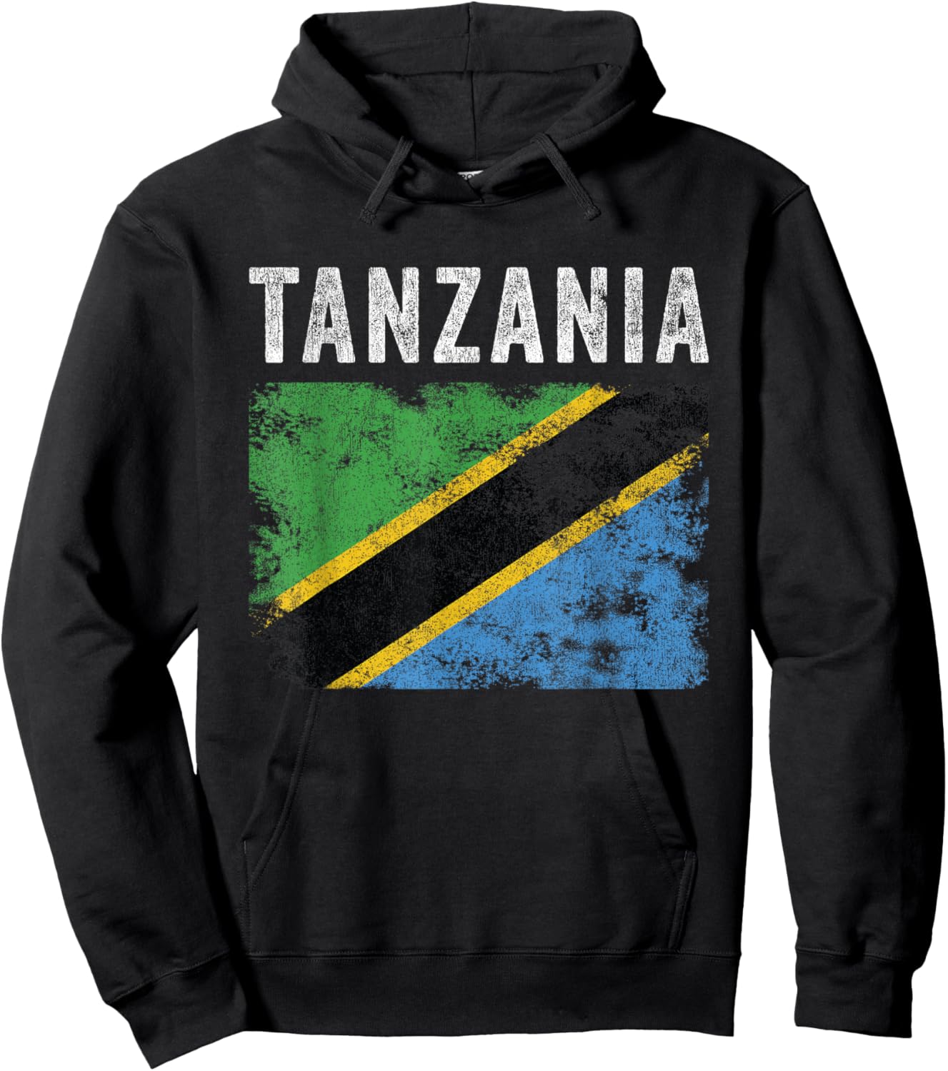 Tanzania Flag Distressed - Men Women Kids - Tanzanian Flag Hoodie - Hoodie | Black