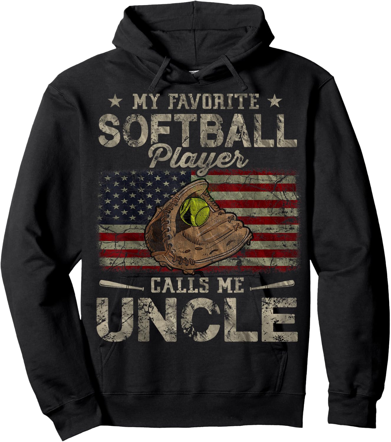 My Favorite Softball Player Calls Me Uncle Father's Day Hoodie - Hoodie | Black