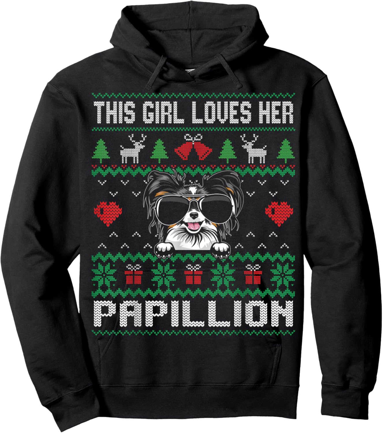 Papillion Girl Cool Ugly Christmas for Dog Mom Hoodie - Hoodie | Black