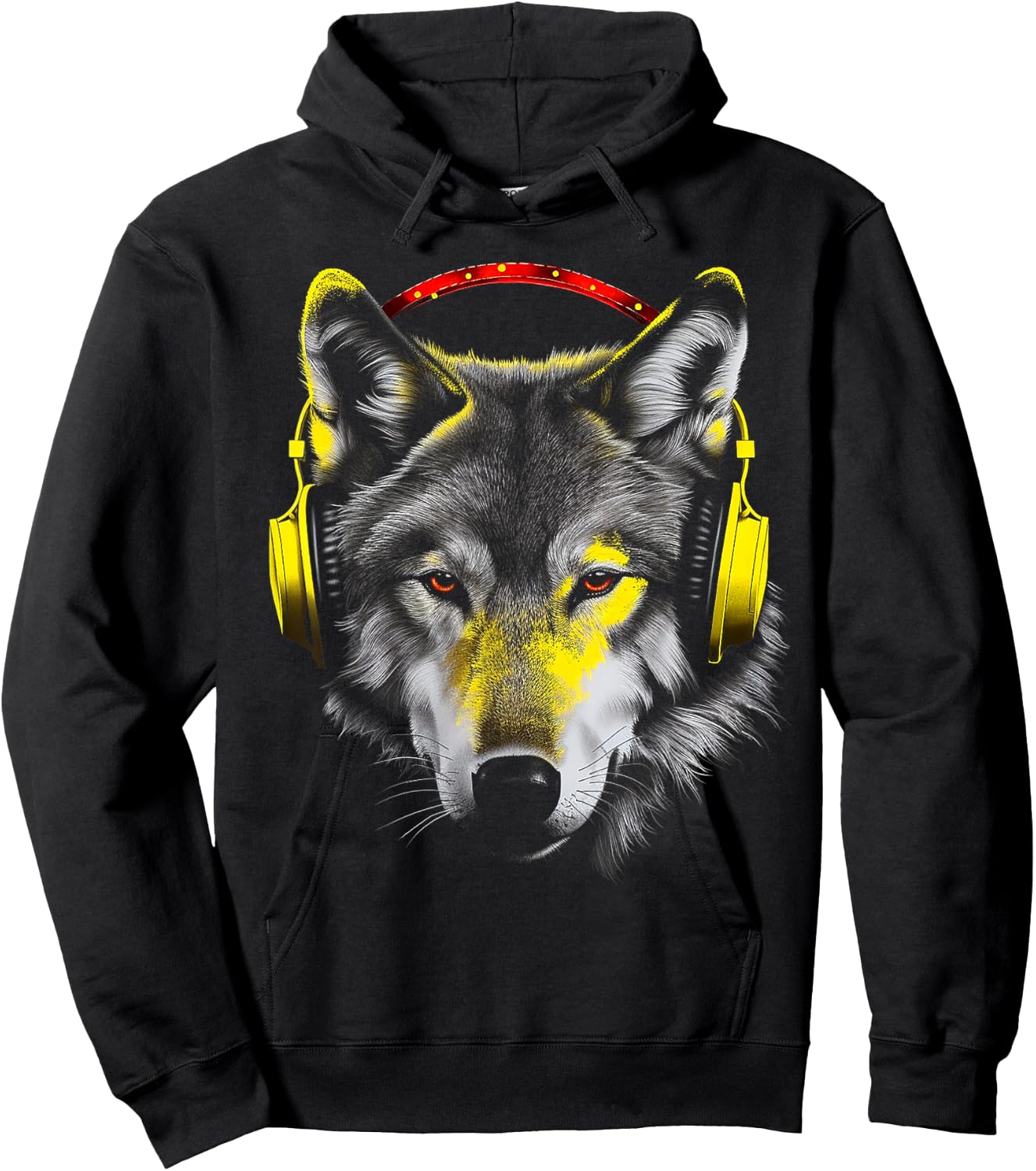 Wolf Headphones Artwork | Animal Music Wolf Hoodie - Hoodie | Black