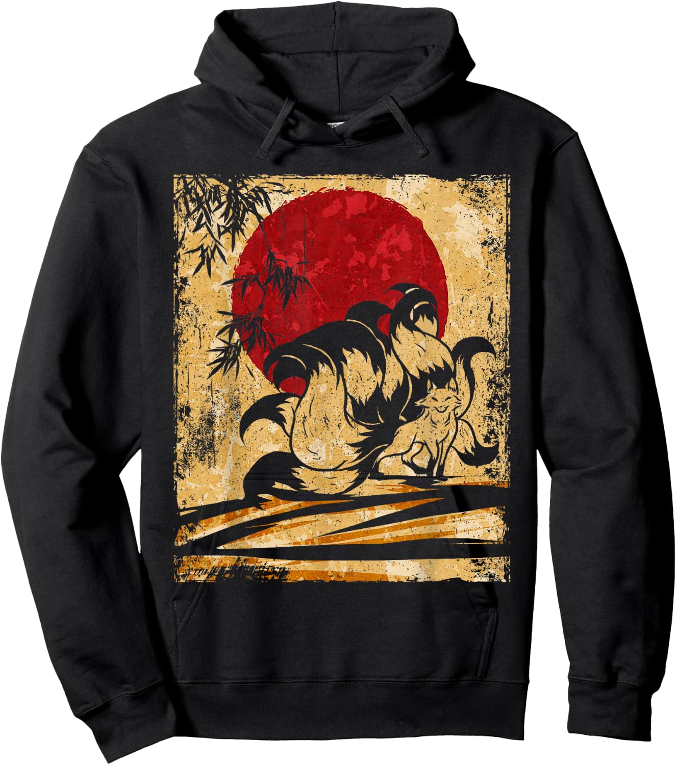 Nine-tailed fox Japanese retro art Hoodie - Hoodie | Black