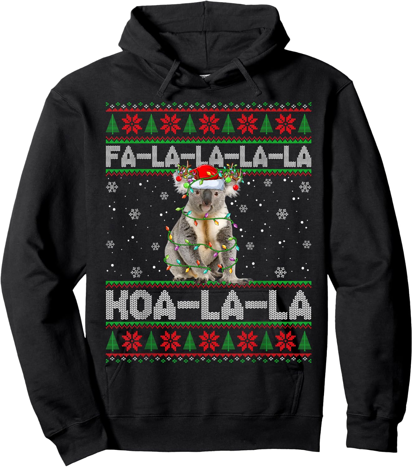 Fa La La Koa La La Koala Xmas Ugly Santa Koala Christmas Hoodie - Hoodie | Black