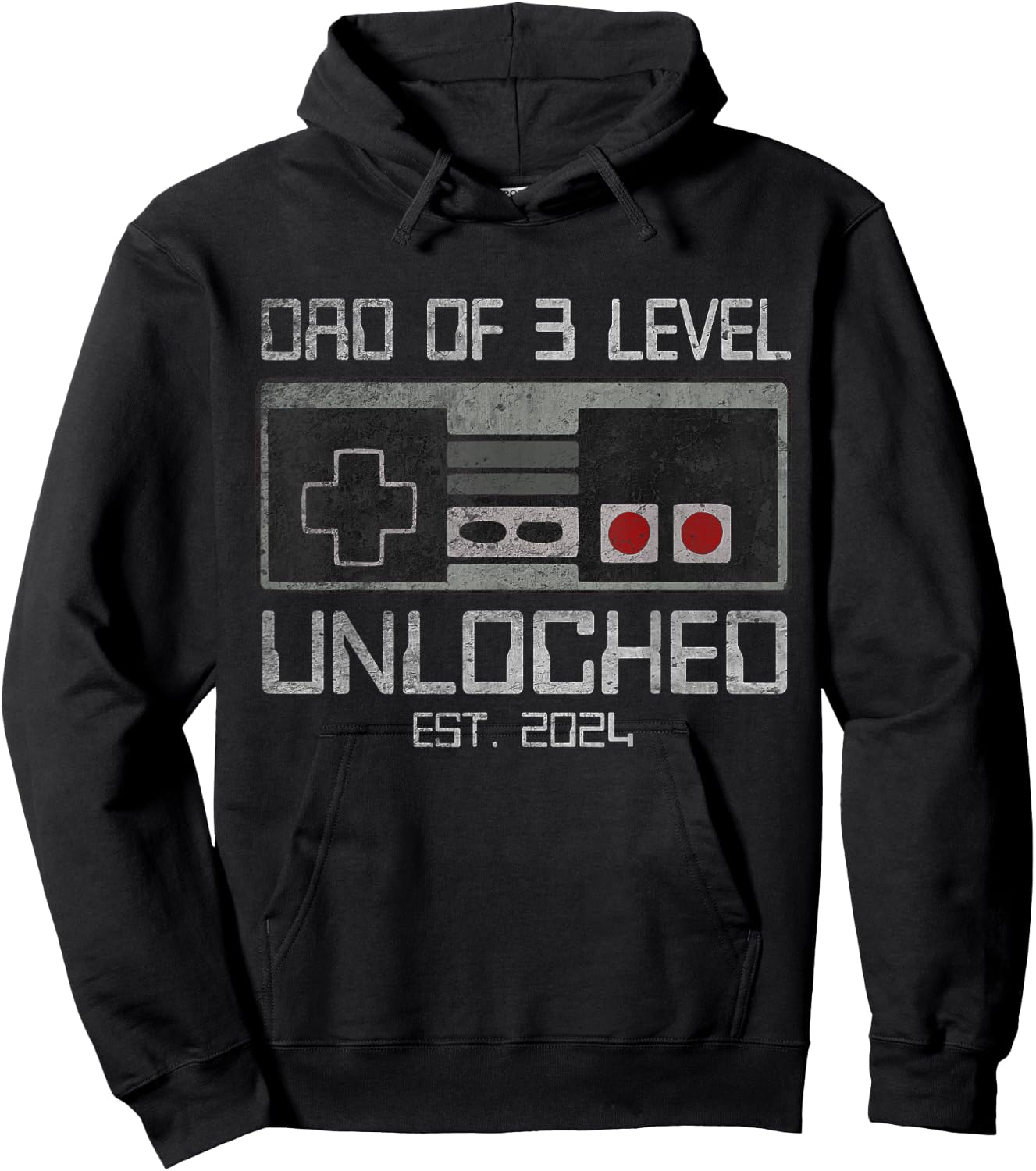 Leveled Up To Dad of 3 3rd Third Time Dad Father Of 3 Kids Hoodie - Hoodie | Black