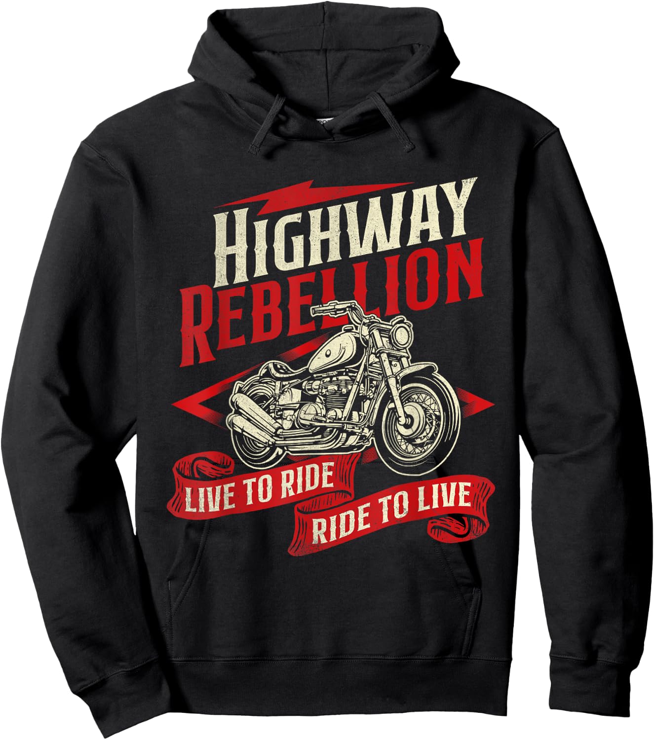Highway Rebellion - Racing Motorcycling Rider Biker Riding Hoodie - Hoodie | Black