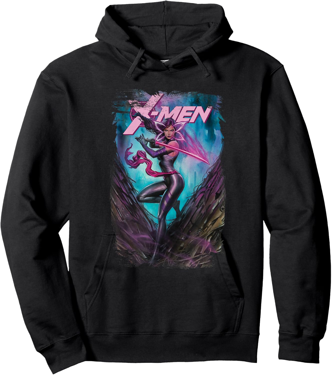 Marvel X-Men Psylocke Wielding Sword Vintage Poster Hoodie - Hoodie | Black