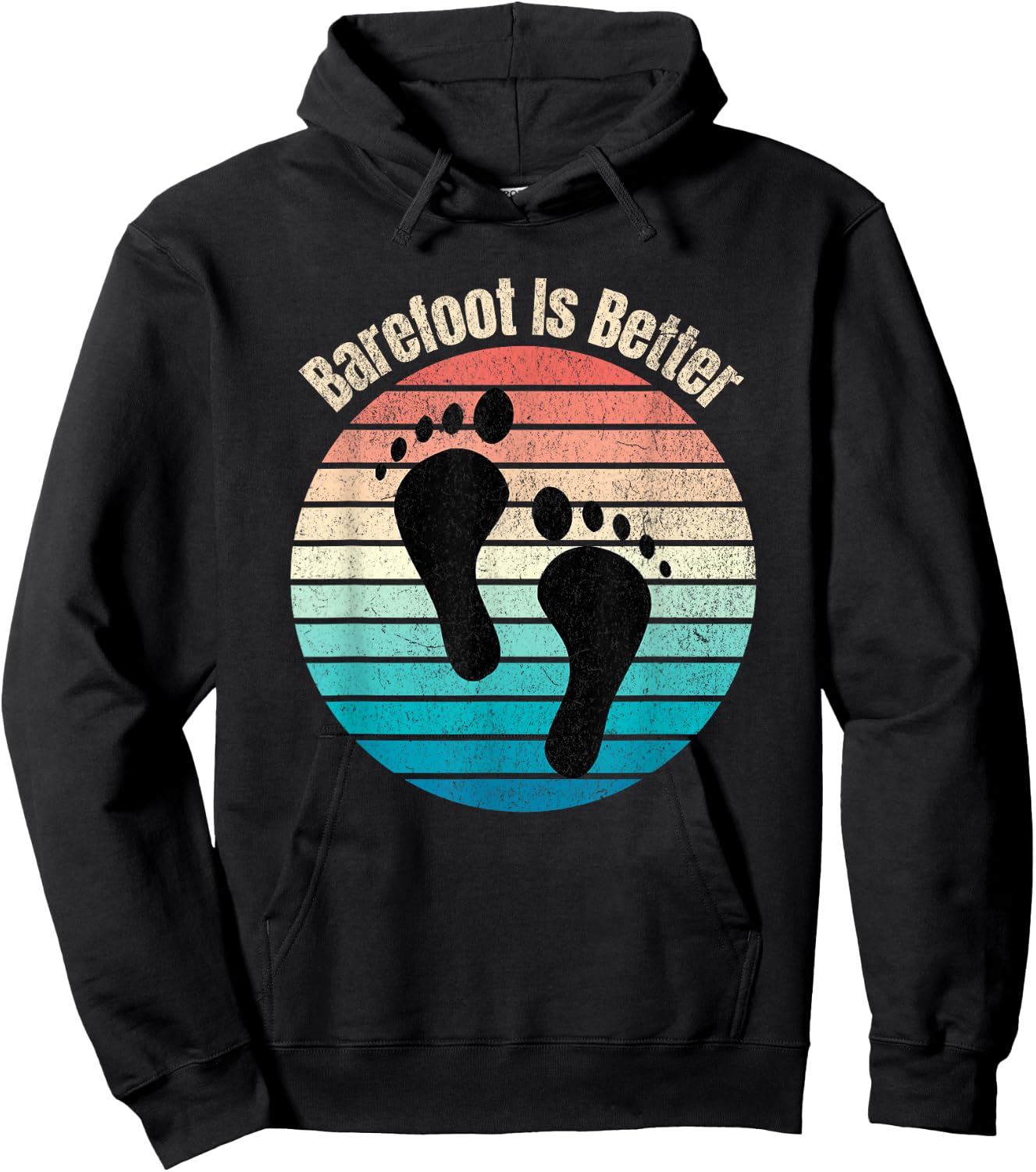 Barefoot Is Better Sunset Earthing Hoodie - Hoodie | Black