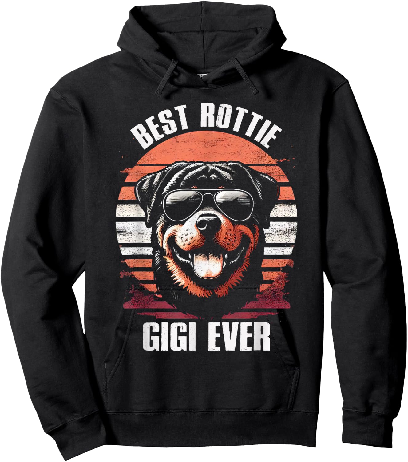 Best Rottie Gigi Ever Rottweiler Dog Grandma Vintage Hoodie - Hoodie | Black