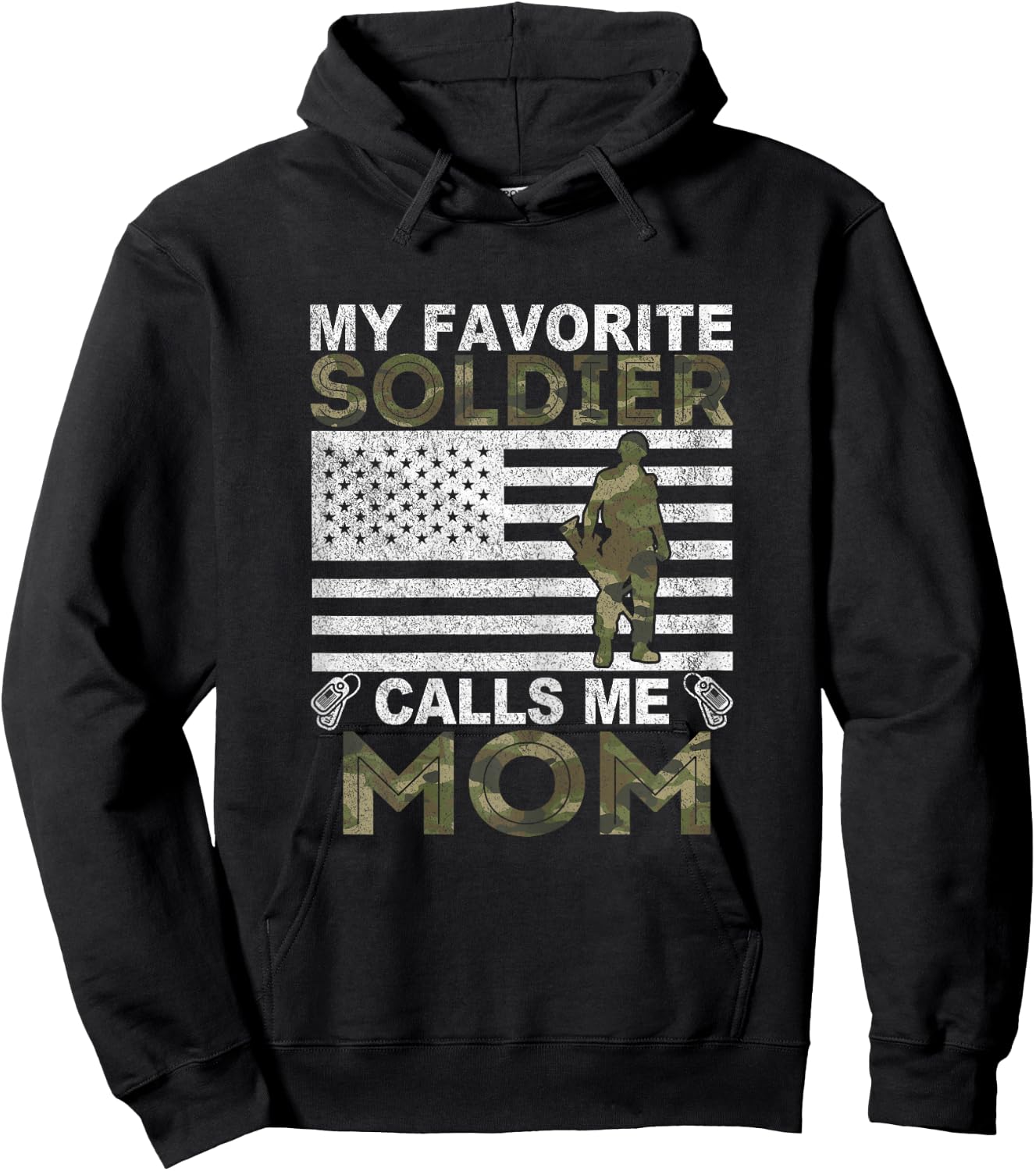 My Favorite Soldier Calls Me Mom Solider Mom Hoodie - Hoodie | Black