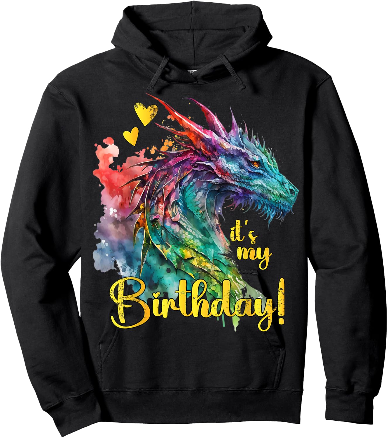 It's my Birthday Dragon Themed - Dragons Lover Watercolor Hoodie - Hoodie | Black