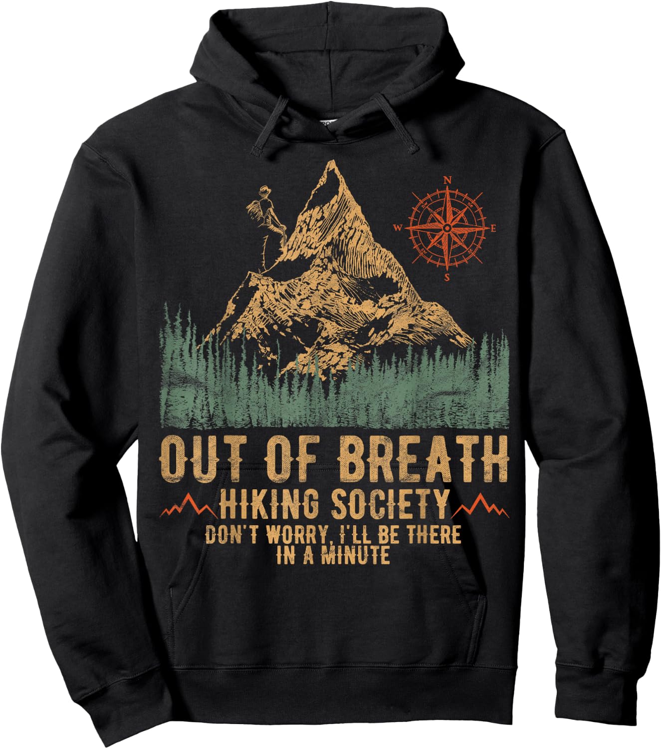 Out Of Breath Hiking Society Funny Mountain Climbing Hiker Hoodie - Hoodie | Black