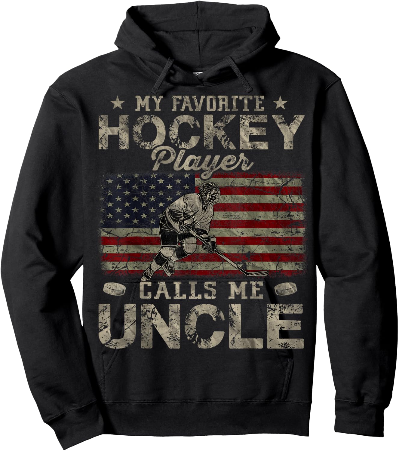 My Favorite Hockey Player Calls Me Uncle Father's Day Hoodie - Hoodie | Black