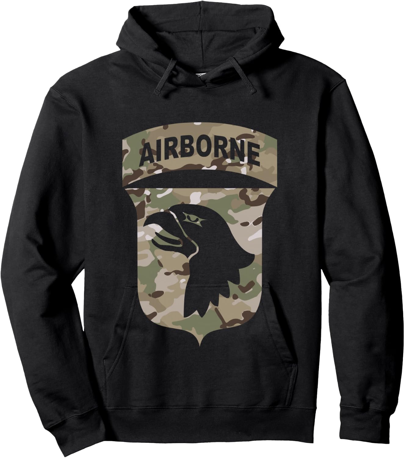 Camo 101st Airborne Division - OCP ACU Multicam Camouflage Hoodie - Hoodie | Black