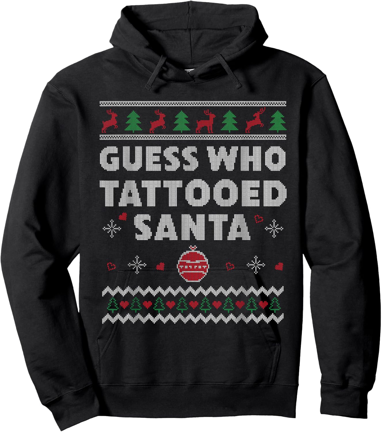 Tattoo Artist Funny Tattooing Ugly Christmas Hoodie - Hoodie | Black