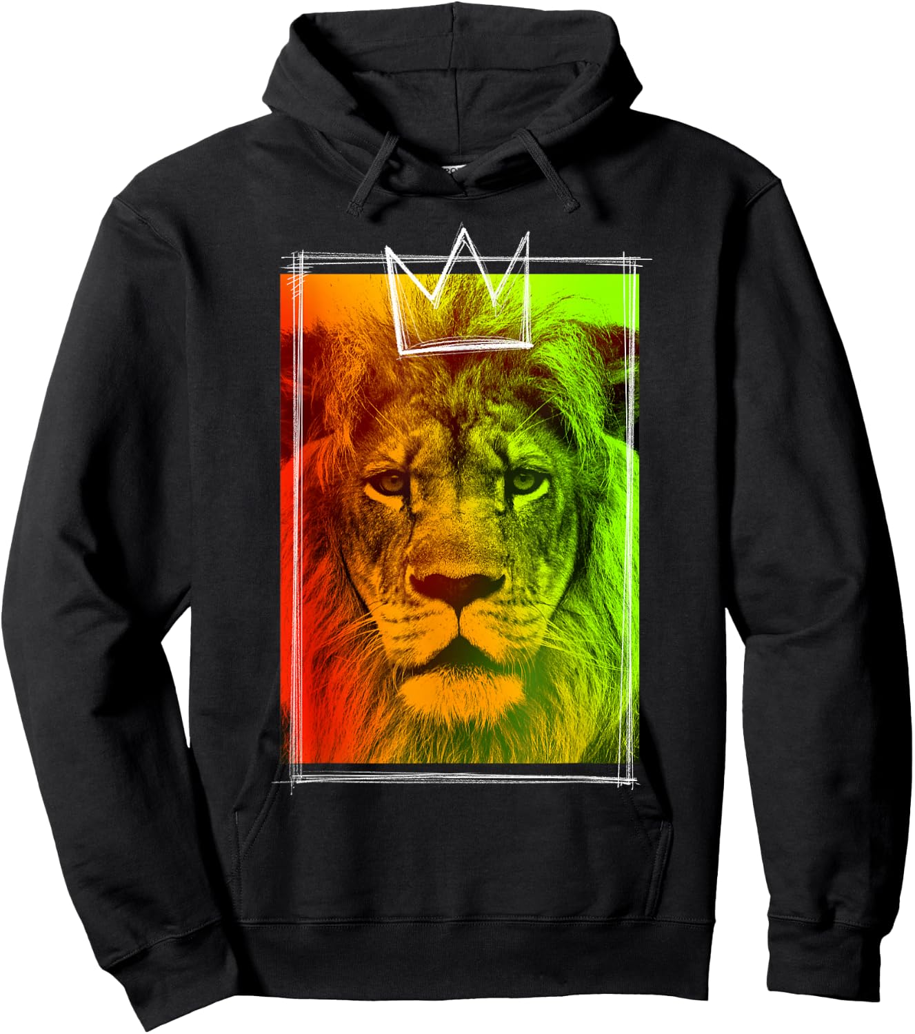 Trendy King Lion Neon Crown Poster Hoodie - Hoodie | Black