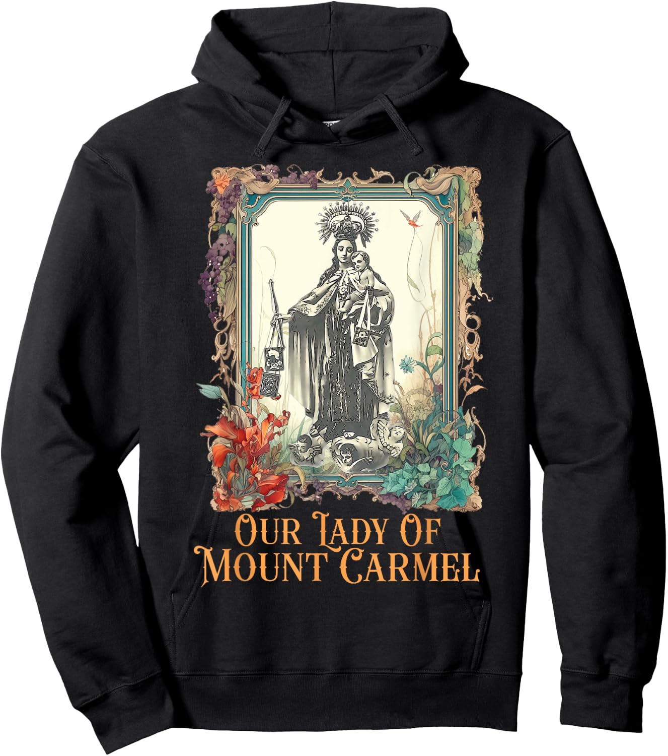 Our Lady of Mount Carmel Marian Catholic Hoodie - Hoodie | Black