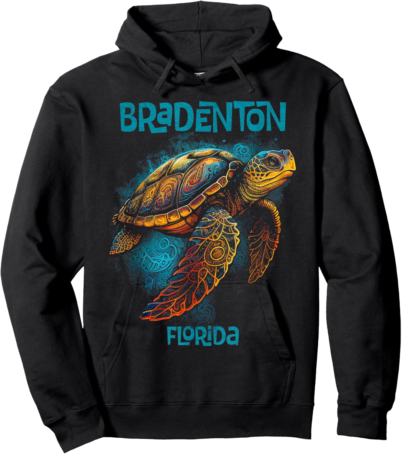 Bradenton Beach Florida FL Retro Vintage Sea Turtle Hoodie - Hoodie | Black